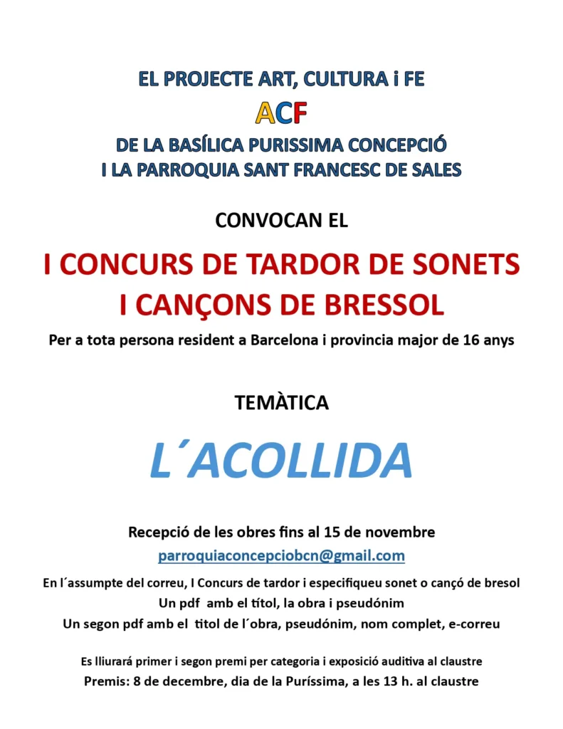 I CONCURS DE TARDOR DE SONETS I CANÇONS DE BRESSOL